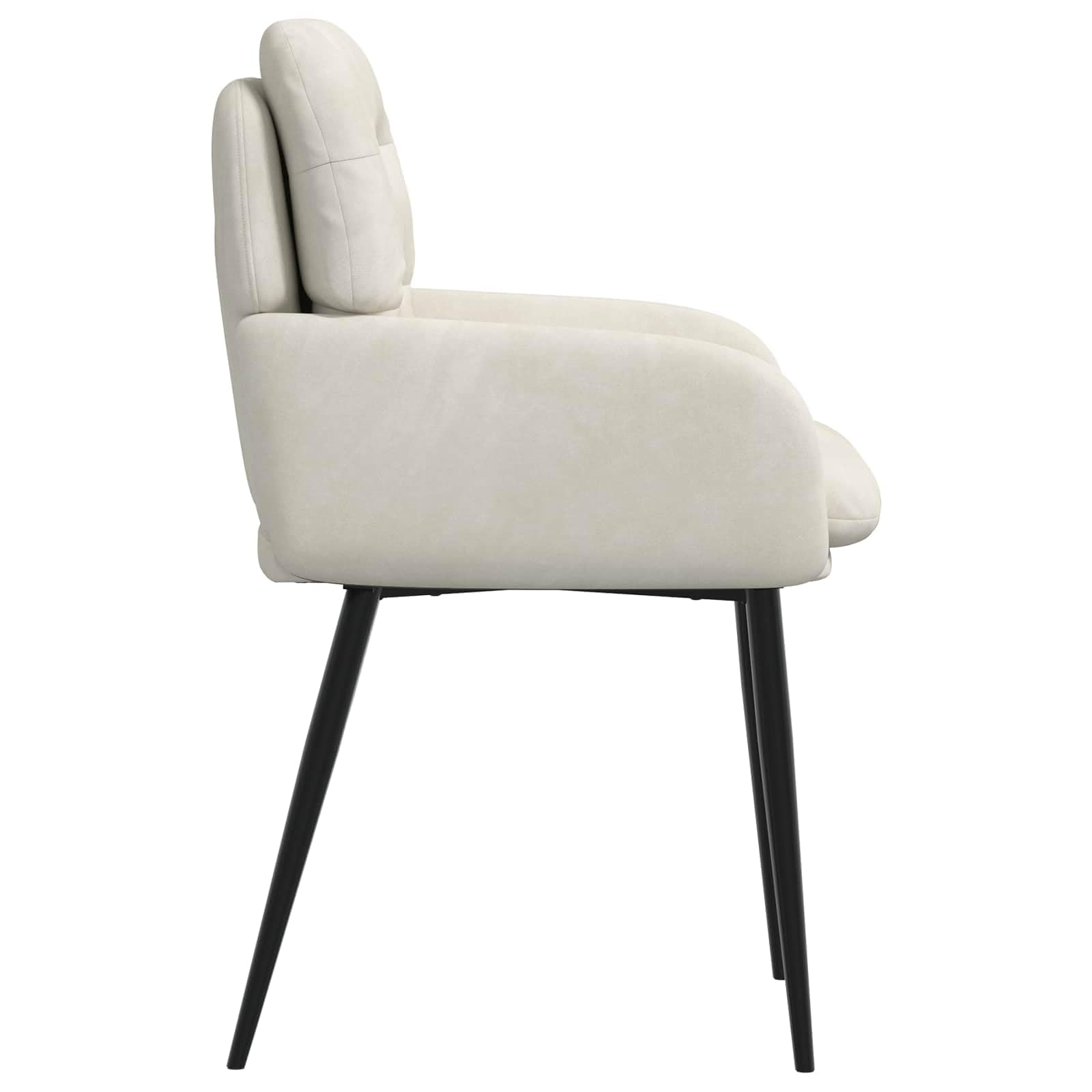 Krzesło do jadalni, zestaw 2 szt., aksamitne kremowe z podłokietnikami, ergonomicznie wyściełane, nowoczesne wzornictwo, stabilna metalowa rama, wygodne oparcie, idealne do jadalni, kuchni