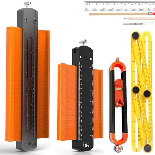 Contour Gauge with Lock,Christmas Anniversary Birthday Gifts for Men Dad Husband Him， Measuring Tools Shape Duplicator for Woodworking - Widen 10 Inch & 6 Inch (6+10 inch Outline Tool Set)