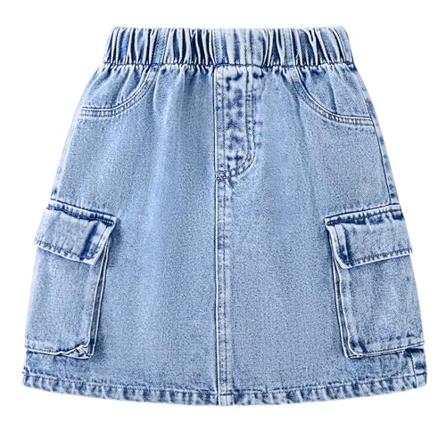 SEAUR Jeansrock Mädchen Kurzer Rock A-Linie Gummibund Sommer Denim Minirock Jeans Sommerrock - 12 Jahre