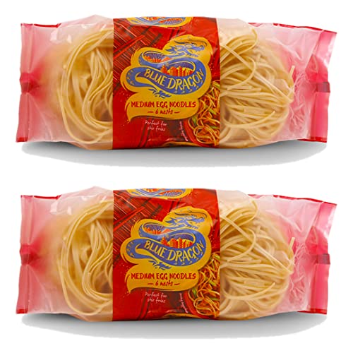 Image of Blue Dragon Egg Noodle Medium | No Preservative & Artificial Color | Eggs, Wheat, SOYA, Peanuts and Nuts | Egg Noodle Packet - 300gm(Pack of 2)