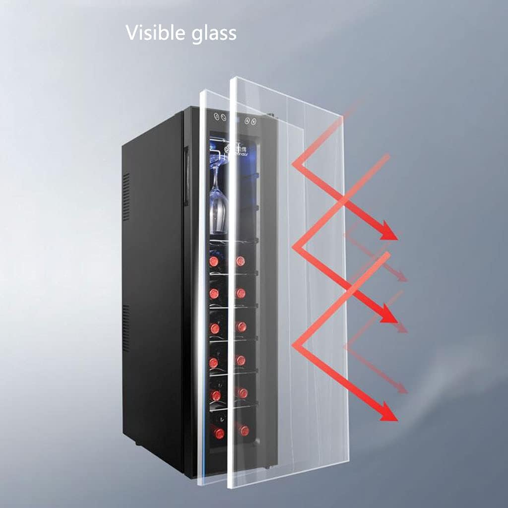 8/12 Bottles Compressor Wine Refrigerator Single Zone with Touch Control Temperature Control: 11~18℃ LED Interior Lighting 55L Large Capacity Black(60W) (with Transformer 24 Bottles)