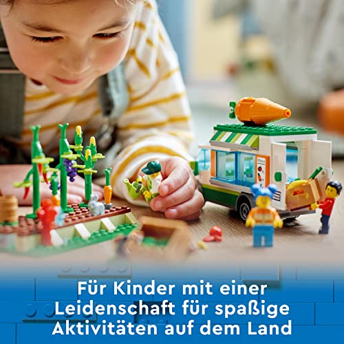 LEGO 60345 City Farm Gemüse-Lieferwagen, Bauernhof Spielzeug für Kinder ab 5 Jahre mit Food Truck, Gemüsebeet, 3 Minifiguren und Hasenfigur – Bild 6