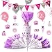 Einschulung Deko set für Mädchen, Schulkind Girlande+10 Tischsets für Gäste+ 24 Stk Schuleinführung luftballon +10 Stk DIY Schultüte+12 Stk Schulanfang cake Topper,Zuckertüten Geschwistertüte deko