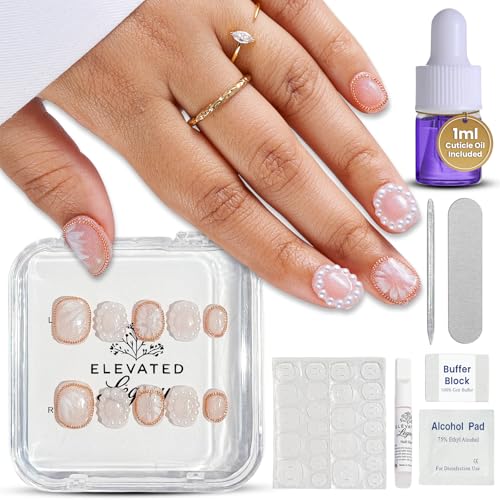 Large-Pearl Royale Fake Nails Press-On Manicure Kit for Women | F...