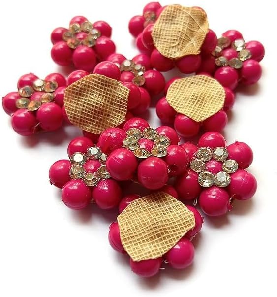 25pcs, Embroidery/Zardosi/Zari/Aari Work Sew On Flowers Applique/Decorative Patches for Clothes, Blouse, Saree, Dress Etc Decoration by The Great Indian Store (Pink)