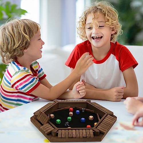 Shut The Box Game for 2-6 Players, Exqline Wooden Board Table Math Game with 16 Dice for Adults and Kids, 6 Way Classic Puzzle Board Games for Home Classroom or Pub 7 51LCU32oPDL. AC