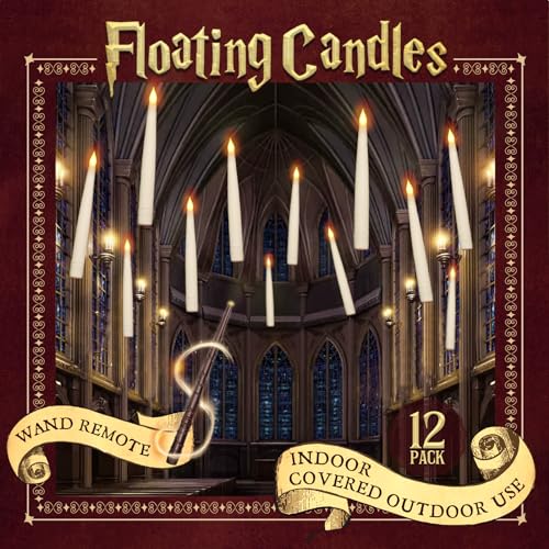 ORIENTAL CHERRY Floating Candles with Wand 12 Pcs Magic Flickering Light