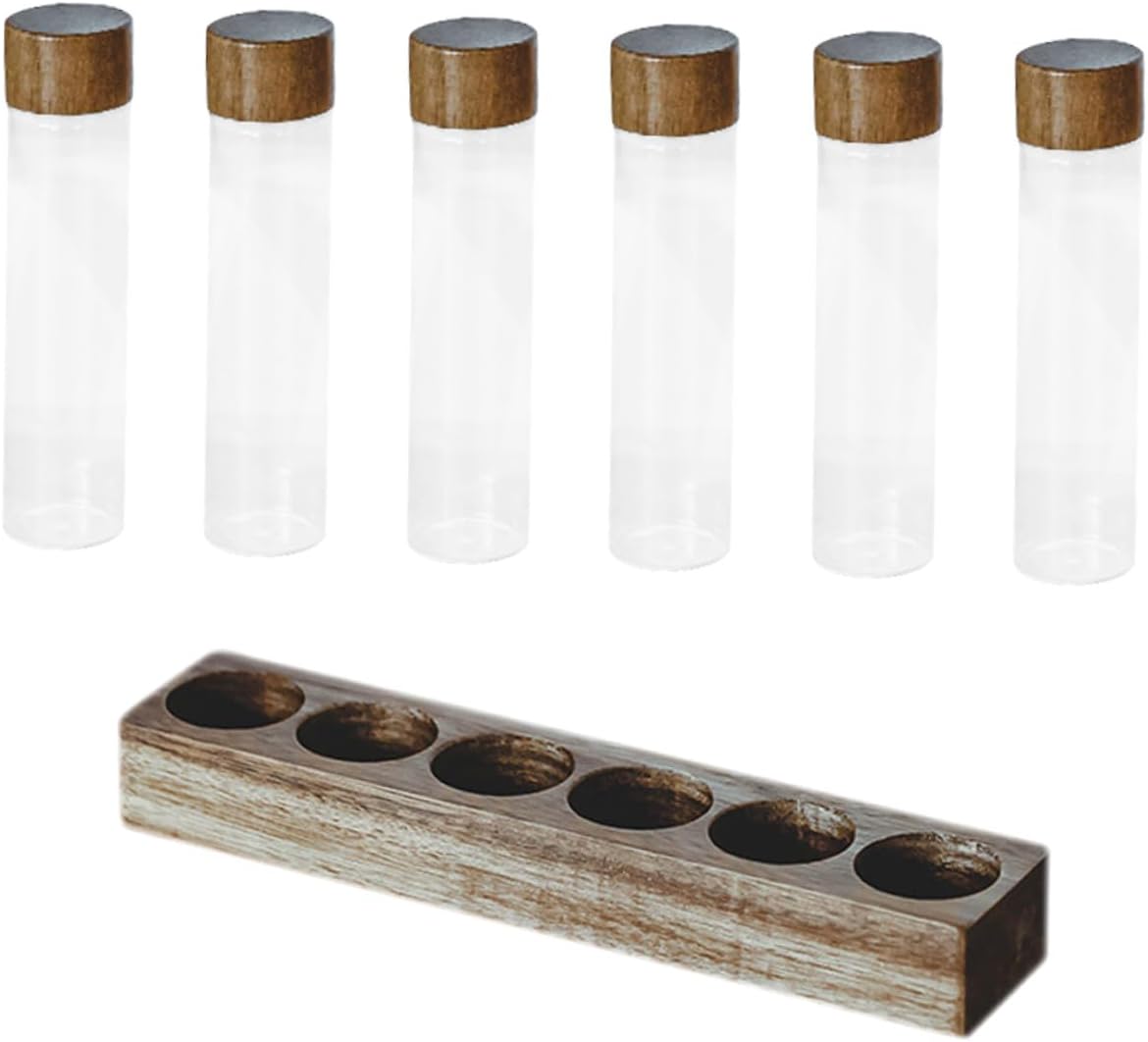 DOITOOL Juego de 6 Tubos de Vidrio para Café con Soporte de Madera