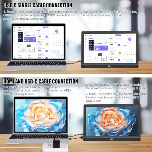 Image of Kenowa Touchscreen Portable Monitor 11.6 Inch, HD 1366x768P LED External Display with USB C HDMI and Speakers & Stand, Travel Monitor Second Screen for Laptop Phone PC Mac Xbox PS4 Switch