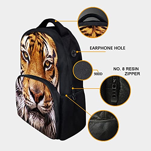 Tiger Animal School Bag For Man/Kid/Girl/Woman 3D Printing Student Backpack 17 Inch Black Cool Design Casual Daypack #TOP2