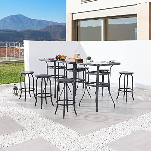 Image of LOKATSE HOME Outdoor Bar Height Stool Metal Bistro Chair Counter Footrest, Set of 6