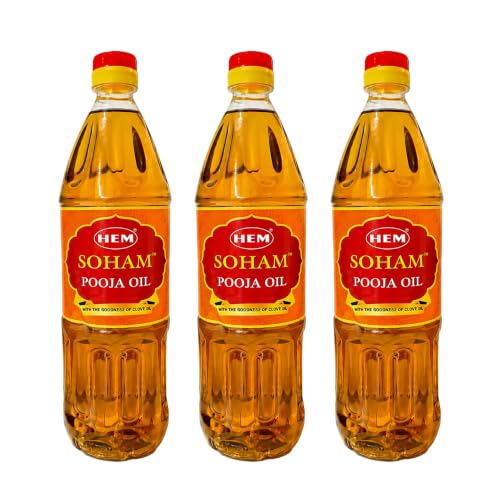 Image of HEM Soham Clove Pooja Oil 900ml, Pack of 3 | Premium Sacred Oil for Rituals, Lighting Diyas & Lamps | Long-Lasting Flame & Pure Aroma | Ideal for Daily Puja, Festivals & Ceremonies