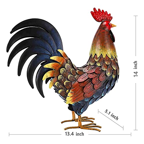 Chisheen Rooster Decor Garden Statue Metal Chicken Yard Art Sculpture Outdoor Figurines #TOP3