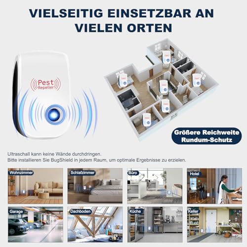 Bugshield Milben Stecker Ultraschall Gegen Milben 2026, 2 Stück, Skield Bug Shield Milbenstecker, Effizientes Reduzieren von Milben Plug & Play Leise Betrieb Für Schlafzimmer & Wohnbereiche (2)