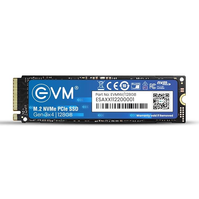 EVM 128GB NVMe M.2 SSD 2280 PCIe Gen 3x4 Internal SSD Up to 1800MB/s Read 700MB/s Write Laptop Desktop Upgrade Storage 5 Year Warranty (EVMNV-128GB)