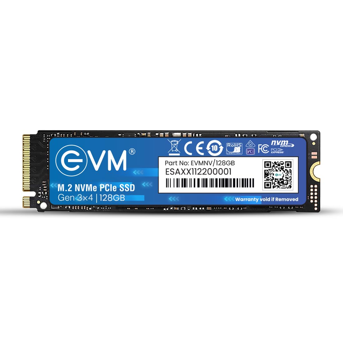 128GB NVMe Gen 3x4 Internal SSD (2280) – Upto 1800MB/s Read & 700MB/s Write | PCIe 3.0 M.2 Solid State Drive for Gaming, Laptops & Desktops | Shock Resistant & 5-Year Warranty (EVMNV/128GB)