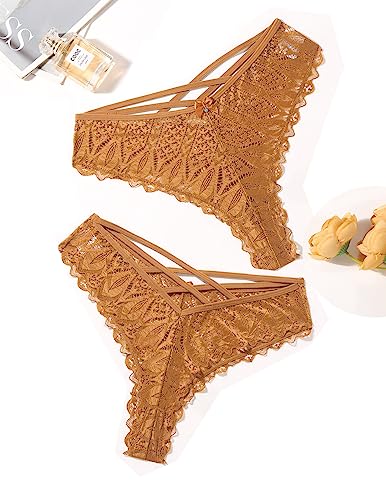 Image of Avidlove Womens Underwear Lace Cheeky Panties Criss Cross Back Bikini Thongs Sexy Undies