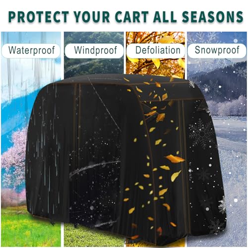 QYMOTO 115\" Long 2 & 4 Passenger Golf Cart Cover XL Compatible with Club Car Cover Precedent EZGO Yamaha Outdoor Indoor Winter Storage Heavy Duty All Weather Full Protection Waterproof Windproof - Thumbnail 7
