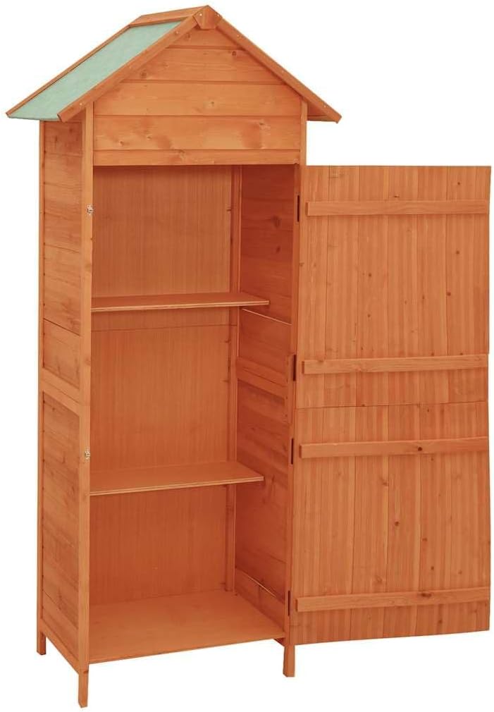Outdoor Cabinet Brown Wood 16.7 in x 25.2 in x 74.8 in Outdoor Furniture Storage Boxes