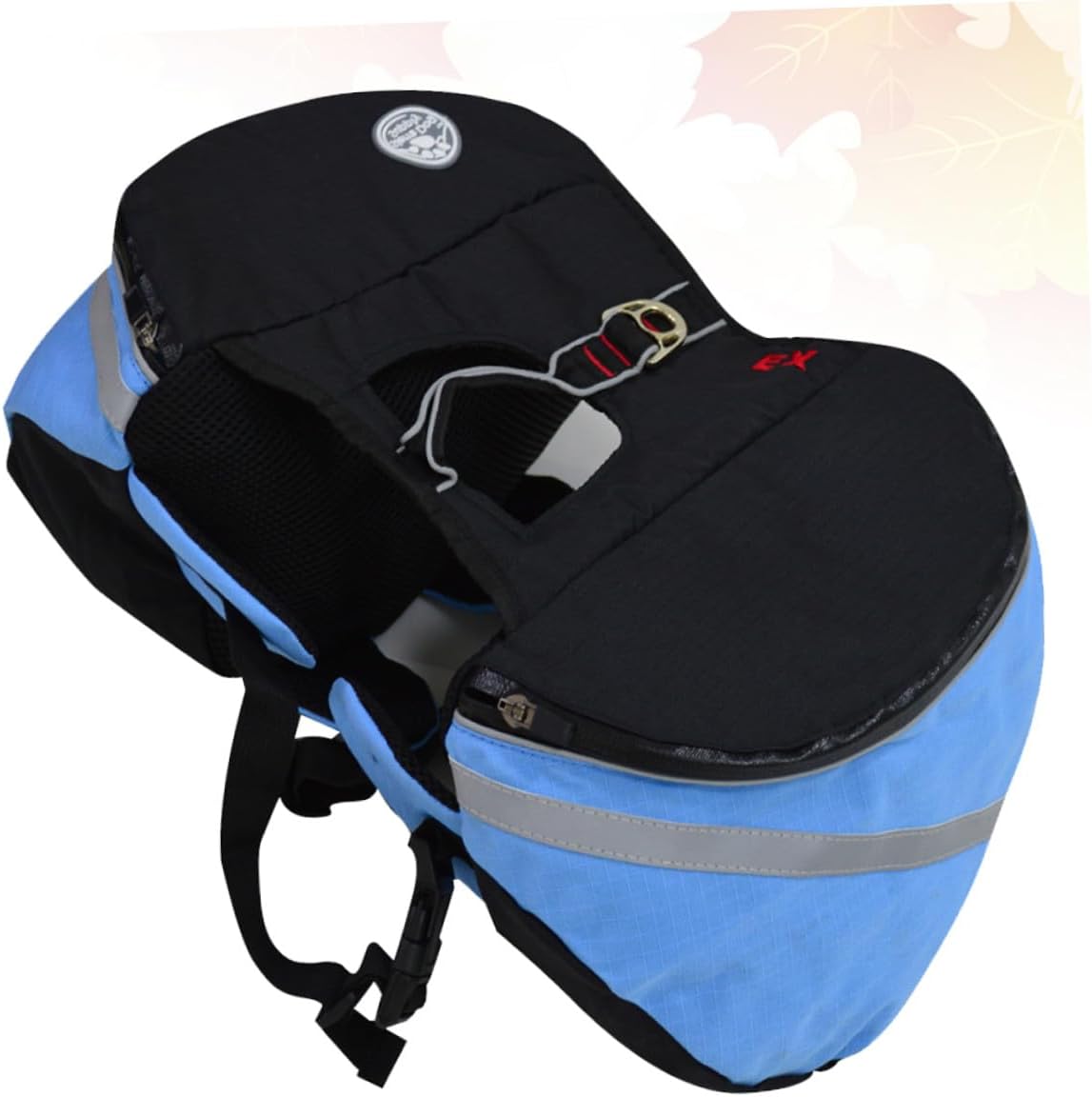 Portable Dog Backpack for Hiking and Camping Breathable Oxford Fabric with Reflective Safety Band Side Pockets for Snacks and Water S Blue Pet Carrier Harness with Rear Leash Hook