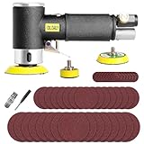 Mini Air Sander,Random Orbital Air Sander Kit,Mini Pneumatic Sander for auto sanding tools kits with 1/2/3inch Polishing Sponge & Wool Pads Sandpapers (1