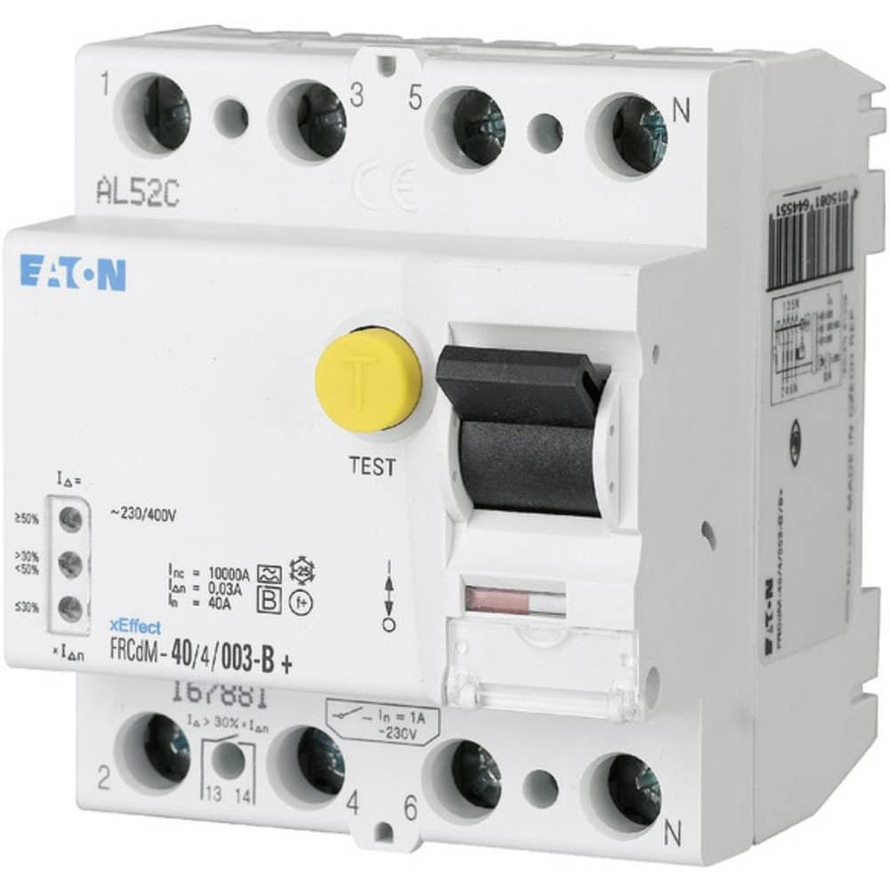 Eaton FRCdM FI-Schutzschalter, 4-polig, 40A, 300 mA Typ B 220 V dc FRCdM EN 45545-2, IEC/EN 61008, IEC 61373