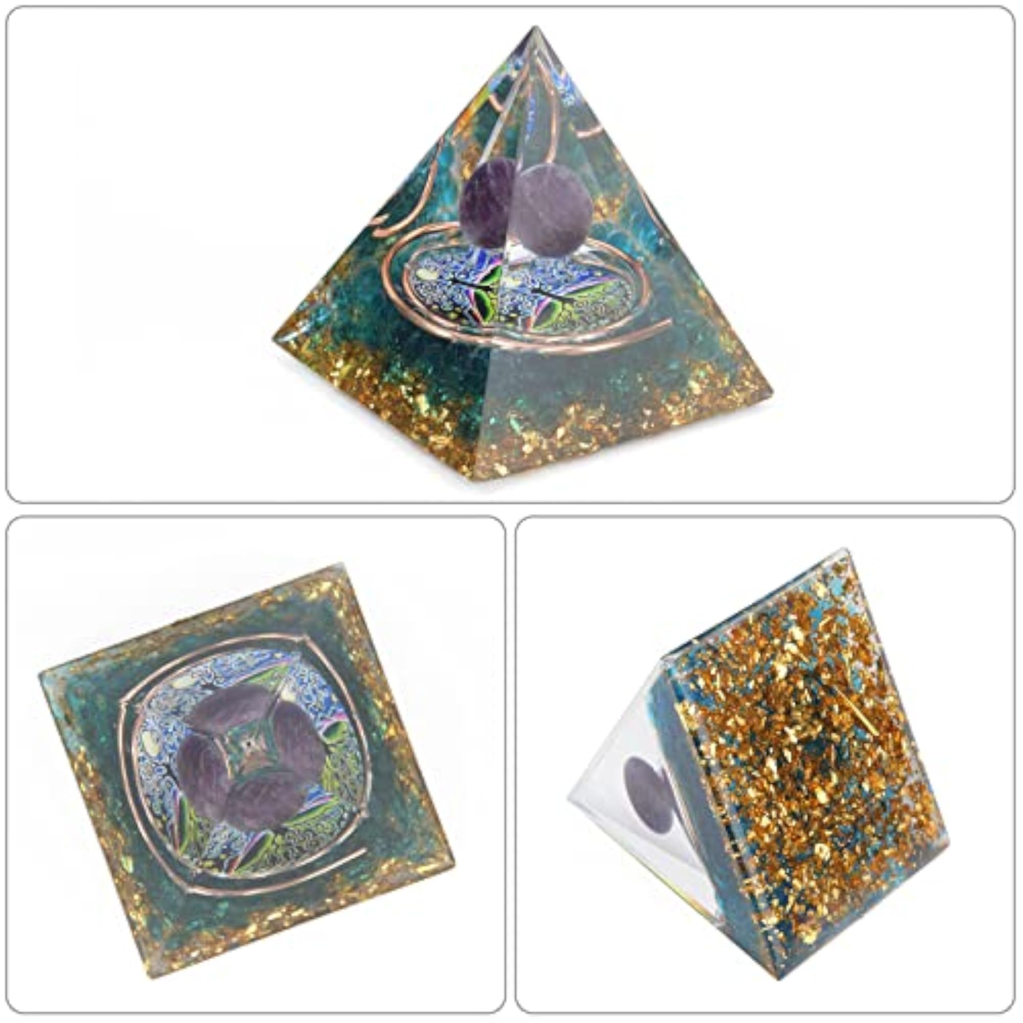 Healing Crystal Pyramid, Amethyst Stone Energy Generator