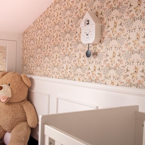 Reloj de pared cucú analógico con péndulo Fisura blanco miniatura 7