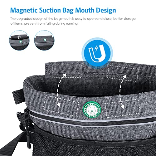 Brifit Leckerlitasche für Hunde mit Einhand-Magnet-Verschluss, Futterbeutel Hundetraining, Verstellbarem Bund, Herausnehmbare Innentasche, Kotbeutelspender, Leckerlibeutel für Hunde, Gassigehen