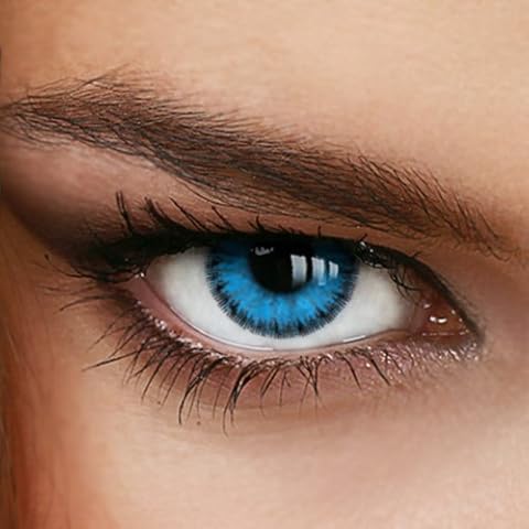Farbige Jahres-Kontaktlinsen Ocean Blue - MIT und OHNE Stärke in BLAU - von LUXDELUX® - mit Stärke (+2.50 DPT in Plus) Cover