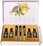 Thoughtfully Gourmet, Olive Oil Spice Infusion Gift Set, Premium Cold Pressed Extra-Virgin Olive Oil from Spain, Includes 4 Flavored Olive Oils and 3 Flavorful Spice Infusion Blends, Set of 7