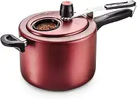 PANELA DE PRESSAO | COR CEREJA | FECHAMENTO INTERNO COM VISOR DE VIDRO | N°20/4,5L | DE ALUMINIO | COM ANTIADERENTE