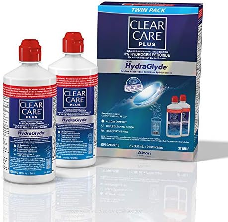 CLEAR CARE® Plus With HydraGlyde Contact Lens Solution, Twin Pack Cleaning & Disinfecting Solution With Hydrogen Peroxide, 2 x 360 mL