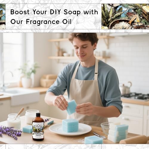 Image of HIQILI Sea Salt Sage Fragrance Oil for Diffuser, DIY Perfume - 5.07 Fl Oz | Car /Hotel Collection Diffuser Oil, Long Lasting Scents, Candle & Soap Making Supplies, DIY Air Freshener Spray