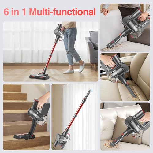 Image of Zefiro Cordless Vacuum Cleaner, 450W /40Kpa Vacuum Cleaners for Home | 50Mins Stick Vacuum with LED Display, Anti-Tangle and Lightweight, Rechargeable Vacuum for Pet Hair /Carpet /Hardwood Floor