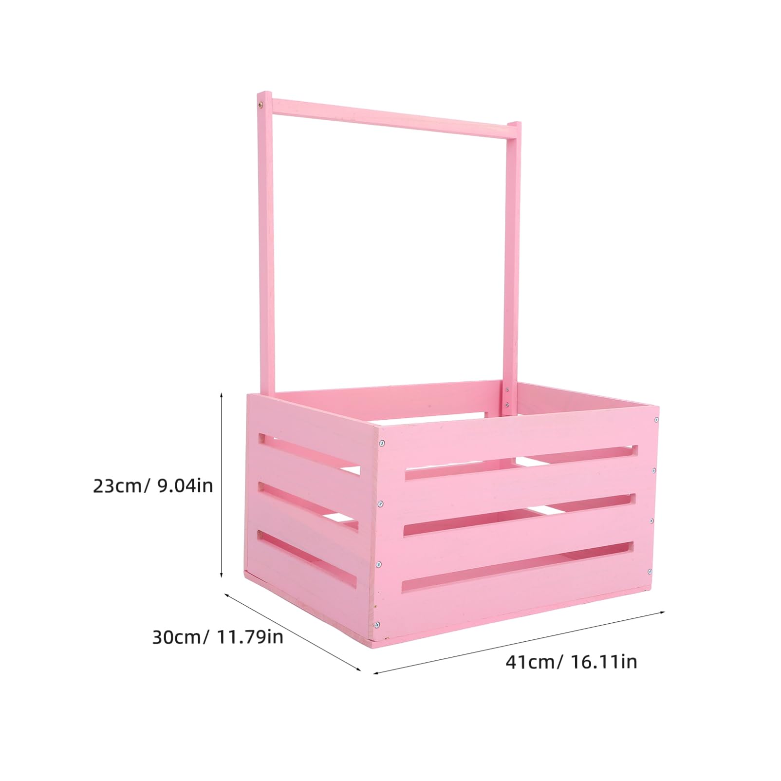Cesta de Madera Rosa con Asa para Guardar Regalos de Baby Shower