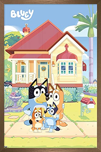 Trends International Bluey - Family Wall Poster, 34L x 22.4W, Bronze Framed Version