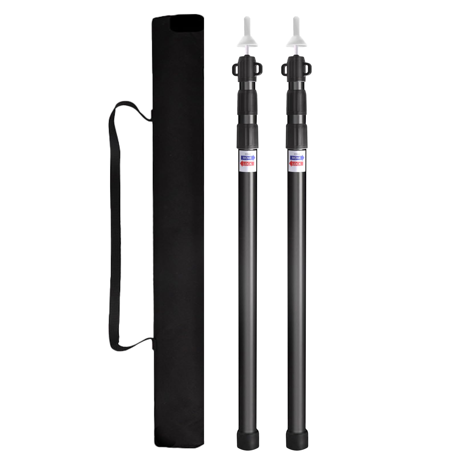 Poteau Télescopique Azarxis 2 Pièces – Aluminium 6061, 90-230 Cm, 3 Sections, Charge 100 Lbs, Pour Tente, Bâche, Camping, Randonnée, Léger