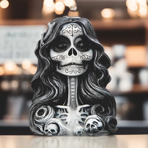 Figura calavera decorativa de resina pintada a mano 6.25 in