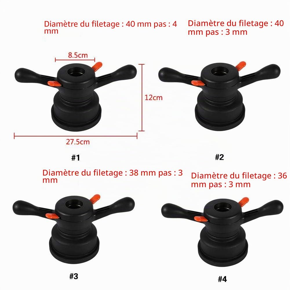 Outil de Changement de Pneu pour Equilibreur de Roue Outil Equilibre Pneu Équilibreuse de Roue à Dégagement Rapide Écrou à Oreilles et Moyeu à Ventouse (Thread Diameter 40mm, Pitch 4mm)