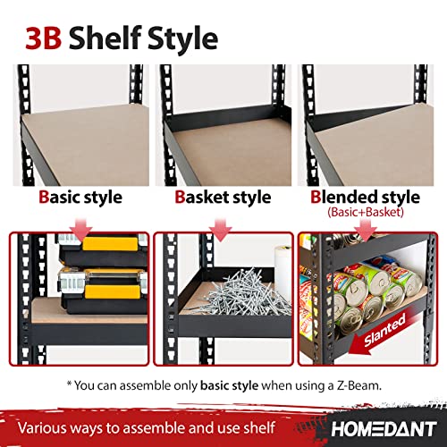 Homedant Z-Beam Heavy Duty Wide Size Garage Storage, 5-Tier Adjustable Metal Shelving Unit Utility Rack Shelves Organization Multipurpose Shelf, Shed Warehouse Basement 47.7"W X 18.2"D X 71.3"H, 1Pack #TOP4