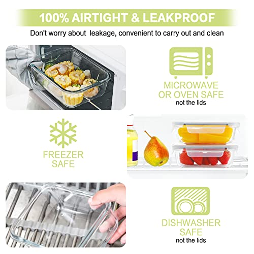 Bayco 10 Pack Glass Meal Prep Containers, Glass Food Storage Containers With Lids, Airtight Glass Lunch Bento Boxes, Bpa-Free & Leak Proof (10 Lids & 10 Containers) - Grey #TOP3