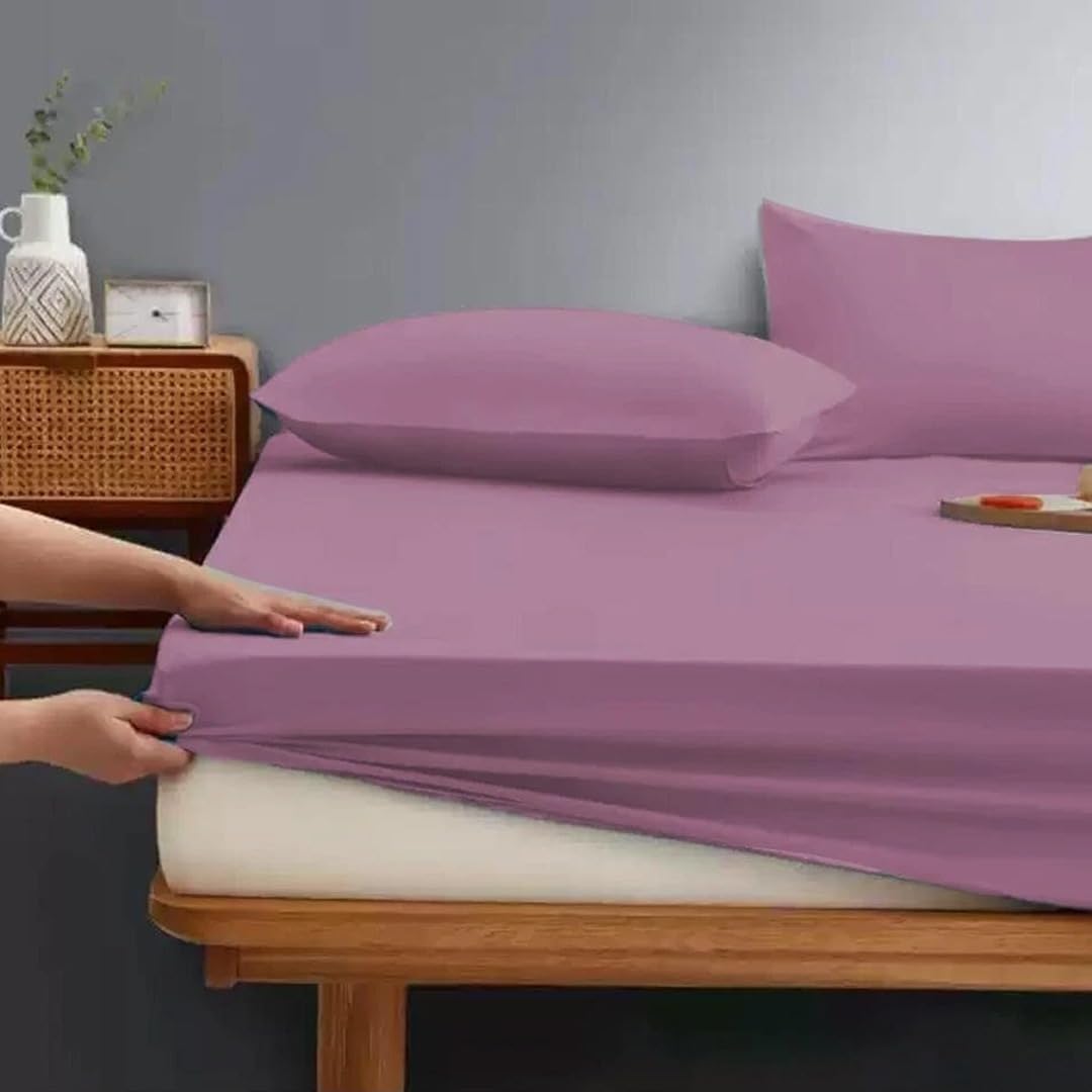 ZIYA HOMES Vine Double Fitted Sheet - 25cm Deep Pockets Premium Quality Poly Cotton Breathable, Fade Resistant Easy Care Bed Sheet, Hotel Quality Bedsheet