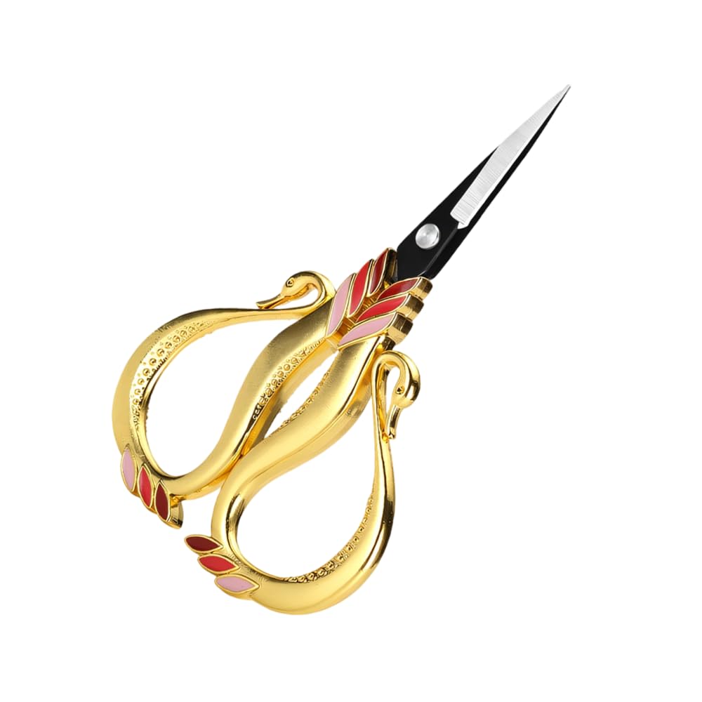 Swan Embroidery Scissors, Stainless Steel Vintage Craft Scissors, Sharp Pointed Tip Thread Snips for Sewing Cross Stitch Needlework DIY Daily Use