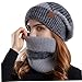 Bemonew Winter Hats for Women Winter Hat and Scarf Set for Women 2PCS/Set Warm Thick Windproof Knitted Beanie Hat and Neck Warmer with Fleece Lined