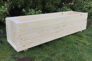 Ruddings Wood Wooden Garden Planter Trough Pot Basket Raised Patio Outdoor Timber Long Flower Plant Rectangular Large Planter Boxes Unstained, Natural