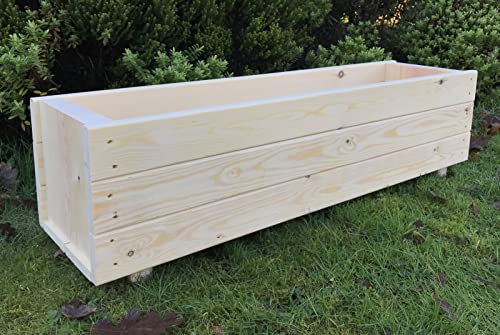 RUDDINGS WOOD Wooden Garden Planter Trough Pot Basket Raised Patio Outdoor Timber Long Flower Plant Rectangular Large Planter Boxes Unstained