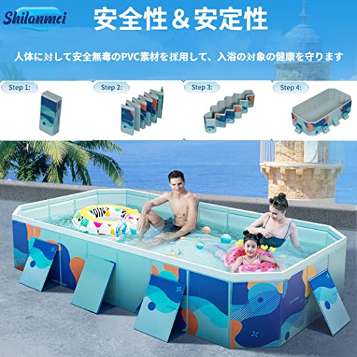 Shilanmei プール 大型 折りたたみ式 空気入れ不要 家庭用 子供用 ファミリープール バスタブ 簡易プール 頑丈設計 PVC複合素材 ボールプール 水抜栓付 大きい 自宅用 折り畳み 深い 膨らませない プール 頑丈設計 持ち運び便利 親子遊び 犬猫お風呂 夏の日 芝生遊び 池 庭 屋内用 お庭用 ビーチ用 屋外用水あそび 家庭 アウトドア適用 (2.1m) の商品画像 1
