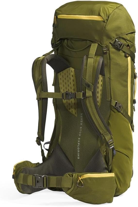 The North Face Terra 55 Backpack - Unisex Hiking Pack, Cinch-Top Opening with Zipper, Pole & Ice Axe Attachments, Forest Olive/New Taupe Green-NPF, Small/Medium