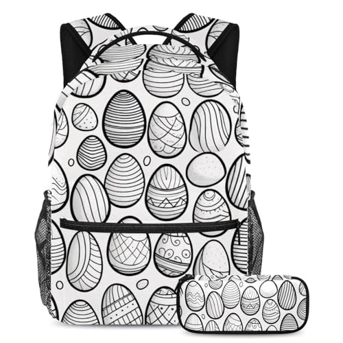 Sacs d'école 29x20x40cm avec trousse à crayons œufs de Pâques